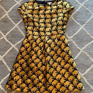J Crew Gold and Black Elephant Dress
